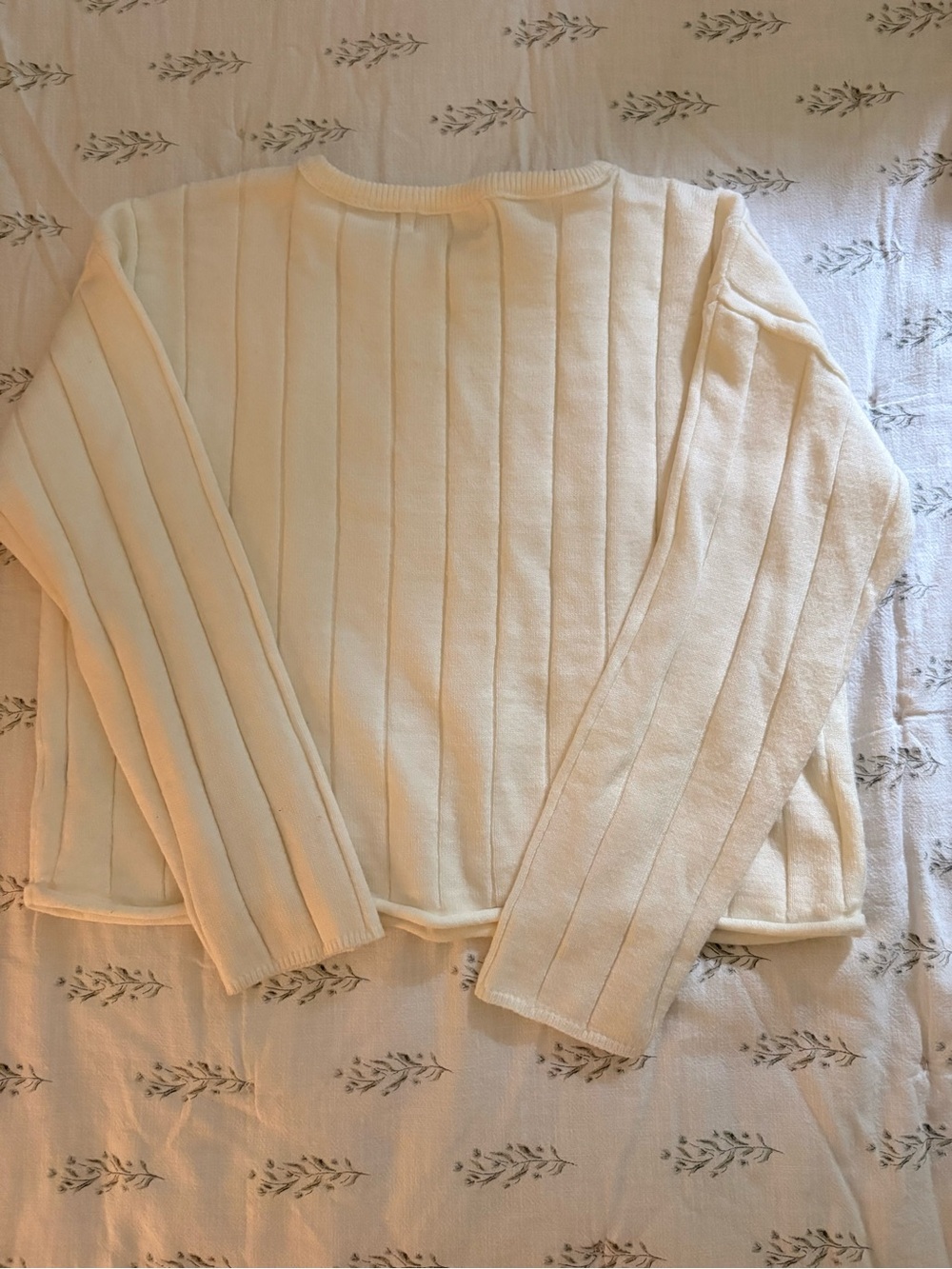 Cream Ribbed Soft Knit Pullover - Picture 2 of 3